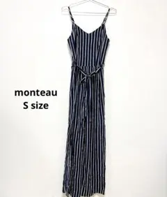 monteau【S】ネイビーストライプ オールインワンサロペット オーバーオール