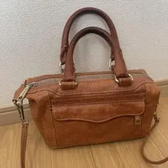 レベッカミンコフ ブラウンレザーショルダーバッグ　ボストン