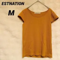 ESTNATION◆カットソー 38 M マスタード リブ 半袖 綿混のサムネイル