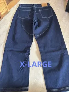 XLARGE ダークブルー デニム ワイドパンツ
