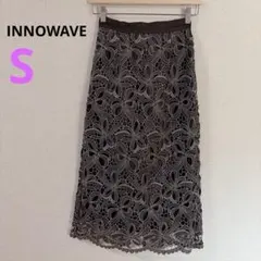 【INNOWAVE】イノウェーブ レース模様 タイトスカート ブラウン　Ｓのサムネイル