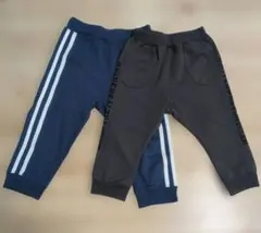 西松屋　七分丈　グレー　ネイビー パンツ 130　サルエル　120　サイドライン