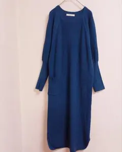 DoCLASSE ドゥクラッセ ネイビー ニットワンピース 長袖 ポケット付き