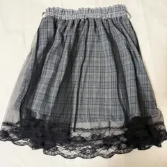 チェック柄 フレアスカート チュール レース Mサイズのサムネイル