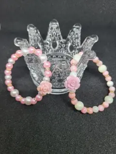 【ママとお揃い♪】 バラとパールのブレスレット