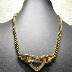 未使用級　ディオール　喜平　ネックレス　ラインストーン　ゴールド　金 CHRISTIAN DIOR クリスチャンディオール ラインストーン