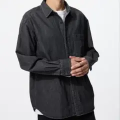 UNIQLO デニムオーバーシャツ ブラック M 新品 未使用 ユニクロ