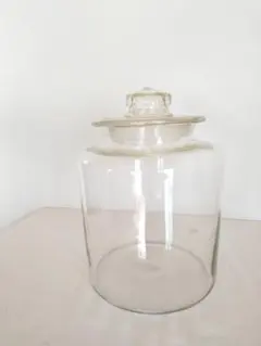 ①古道具 ガラス製瓶 蓋付き 골동품