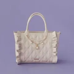 Maison de FLEUR チャーム付き リボンキルティング2Wayトート