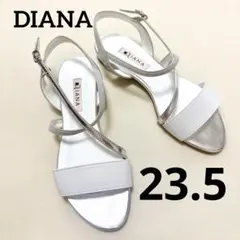 美品☆Dianaダイアナ シルバーストラップサンダル ローヒール 23.5cm