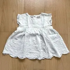 petit main チュニック 90 ホワイト　花柄　レース