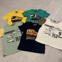 新幹線デザイン Tシャツ 5枚セット 110cm 子鉄 半袖 夏 キッズ 在来線