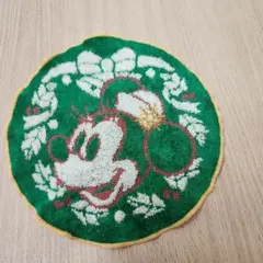 ディズニー　ミニーマウス　丸タオル　クリスマス　レトロ