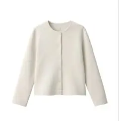 【無印良品】二重編み スウェット カーディガン XL アイボリー