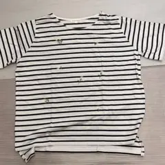サンカンシオン　3can4on ワールド　ボーダー 花柄刺繍 Tシャツ 半袖のサムネイル