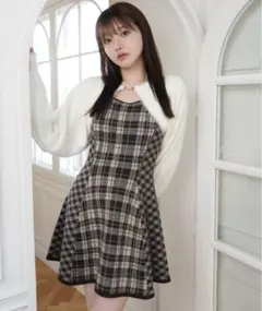 LIPSERVICE フェザーチェックアンサンブルワンピース Mサイズ