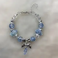 ブルー系リボンモチーフブレスレット⑨