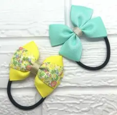 【093】ハンドメイド　グログランリボンのヘアゴム