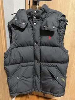 POLO RALPH LAUREN ポニー刺繍 2WAY肉厚ダウンベスト 黒