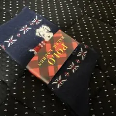 Polo Ralph Lauren 犬柄ソックス ネイビー　秋冬用　シュナウザー