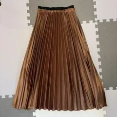 ZARA ブラウン サテン風 プリーツスカート