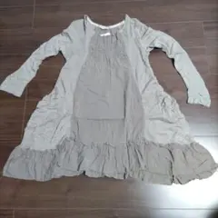 未使用 cawaiiグレー 異素材ニットワンピース フリル付き