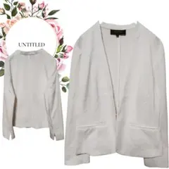 【アンタイトル】UNTITLEDノーカラーVネックジャケット【1】オフィス通勤白のサムネイル