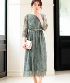 オールレースロング結婚式ワンピースドレス