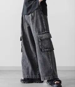 【welise×翔】モードギミックワイドカーゴパンツ/ドレープTR