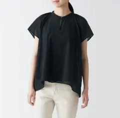 無印良品　強撚ボイル フレンチスリーブブラウス　Lサイズ