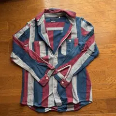 INDIGO DYE ストライプ長袖シャツ サイズ2