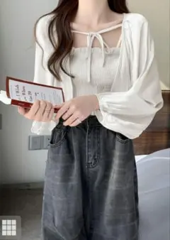 リボンボレロxシャーリングキャミソールアンサンブル