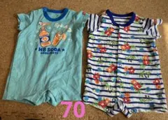 ミキハウス　ホットビスケッツ　カバーオール　ロンパース　70半袖 2点セット