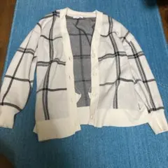 GLOBAL WORK チェック柄カーディガン アイボリー