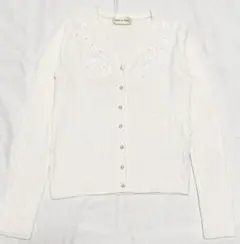 Debut de Fiore デビュードフィオレ　フラワー刺繍ニットカーディガン