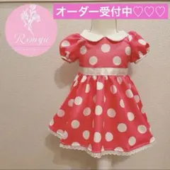 蛍光ピンクドット　ワンピース♡パルパルーザ♡白リボンタイプ♡ミニー