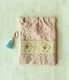 片面インド刺繍リボンのバネ口ポーチ　NO.5