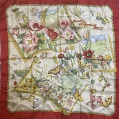 よ*ん様 美品　サルヴァトーレフェラガモ　花と蝶のシルクスカーフ　スカーフ