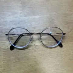 シルバー ラウンドフレーム メガネ 52-18-140 眼鏡　両眼-6.0