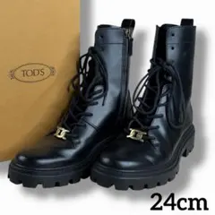 美品 TOD'S トッズ コンバット ブーツ ロゴ バックル 革靴 現行 24のサムネイル