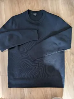ユニクロUNIQLO ウォッシャブルミラノリブクルーネックセーター　ネイビー　S