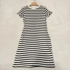 ..H &M 半袖ロングワンピース ボーダー　白黒　ストライプ M カットソー
