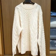 GLOBAL WORK ケーブル編みニット XL クリームウール