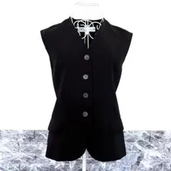 【ZARA】ウエストベルト付き✨ノースリーブジャケット／ブラック（XS）