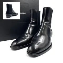 イヴサンローラン ブラックレザー サイドゴアブーツ SAINT LAURENT サイドゴアブーツ 黒