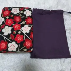持ち歩き和風正座枕 高さ 2段階式 梅の花 袋付