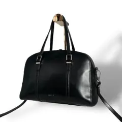 アニエスベー 2way ミニボストン レザー ショルダーバッグ ブラック 本革