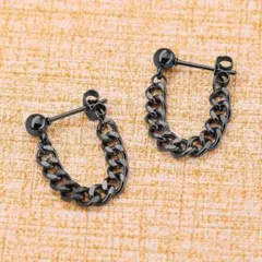 チェーンピアス サージカルステンレス シンプル スタッドピアス イヤーロブ 片耳