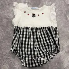 familiar チェック柄ロンパース