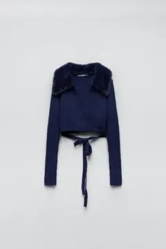 ZARA フェイクファーカラー ニットセーター